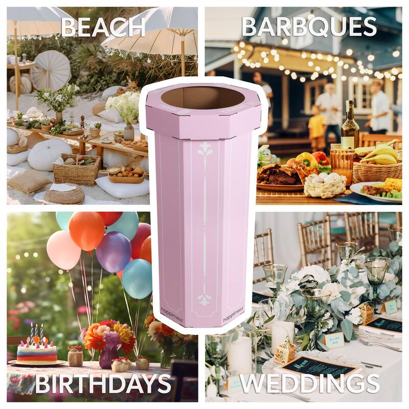 25-Gallon Disposable Cardboard Event Trash Can and Recycling Bin (Set of 2) - Bridal Pink