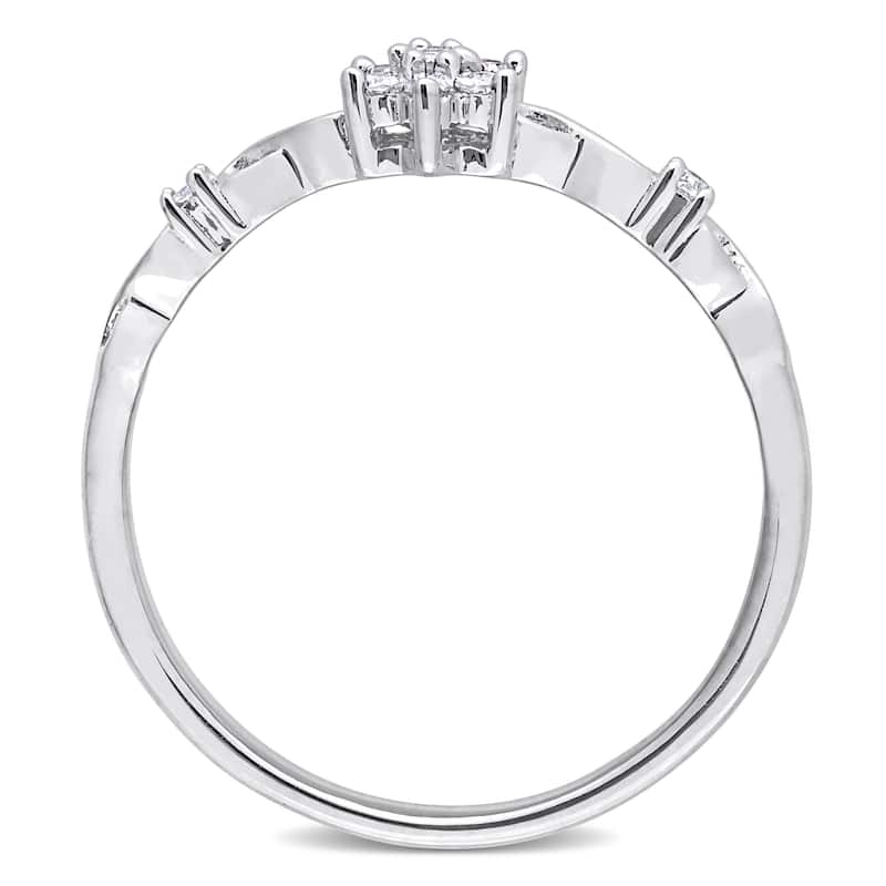 Miadora 1/10ct TDW Diamond Floral Promise Ring in Sterling Silver