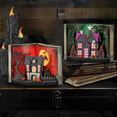 14" LED Cardboard Halloween Story Book