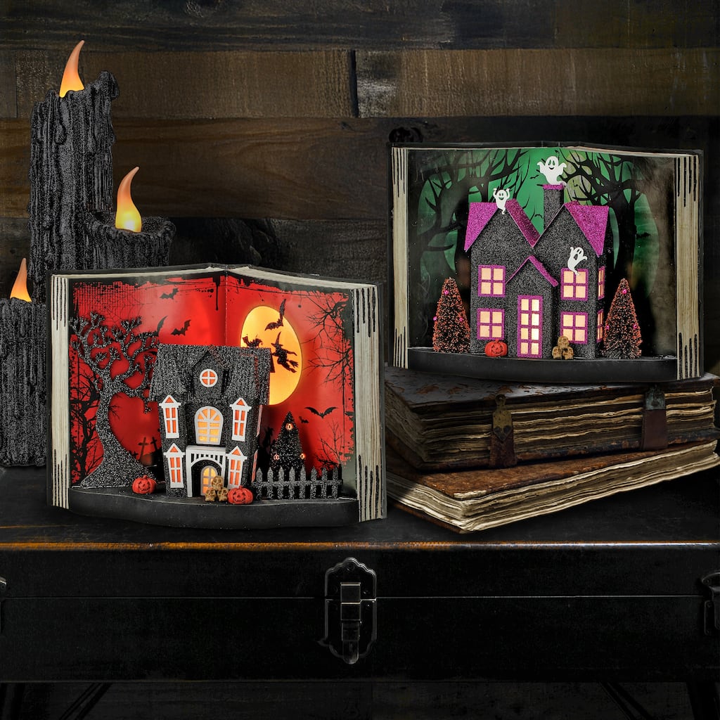 14" LED Cardboard Halloween Story Book