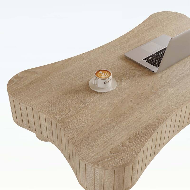 Lift Top Coffee Table with Fluted Panels,Hidden Storage,and Silent Hydraulic Lift for Modern Living Rooms