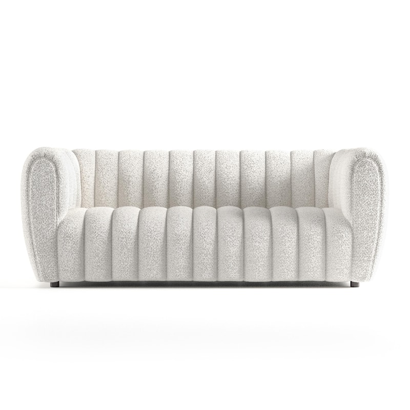 Furniture of America Lucinda Modern Vertical Channel Tufted Boucle Accent Sofa Set with Wooden Legs