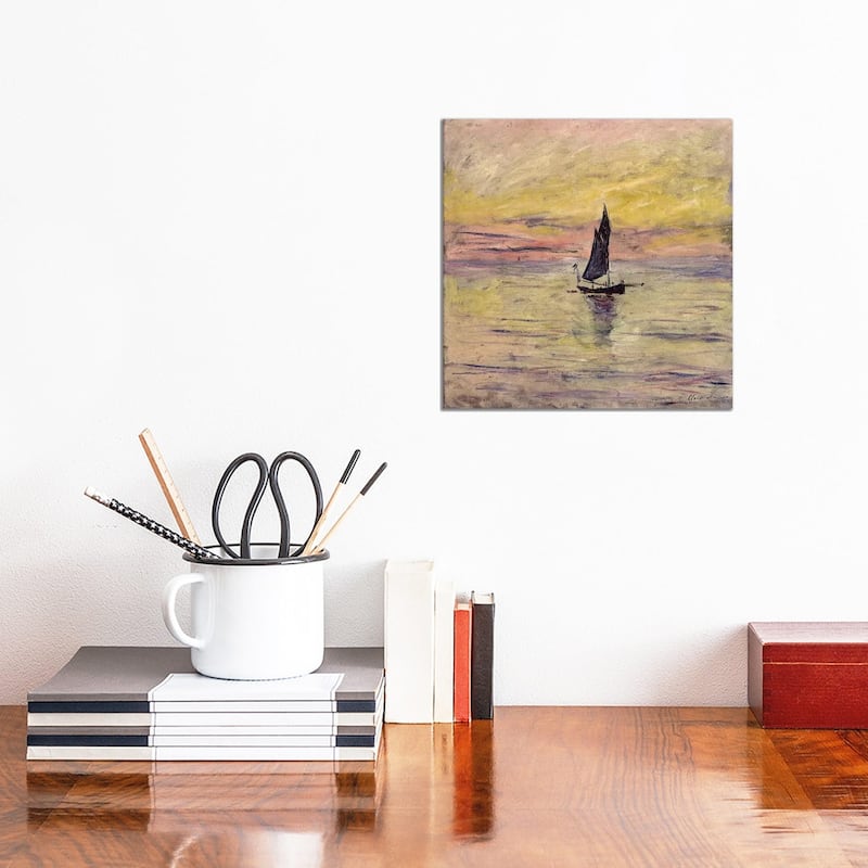 iCanvas "The Sailing Boat, Evening Effect, 1885 " by Claude Monet Canvas Print - 12x12x1.5