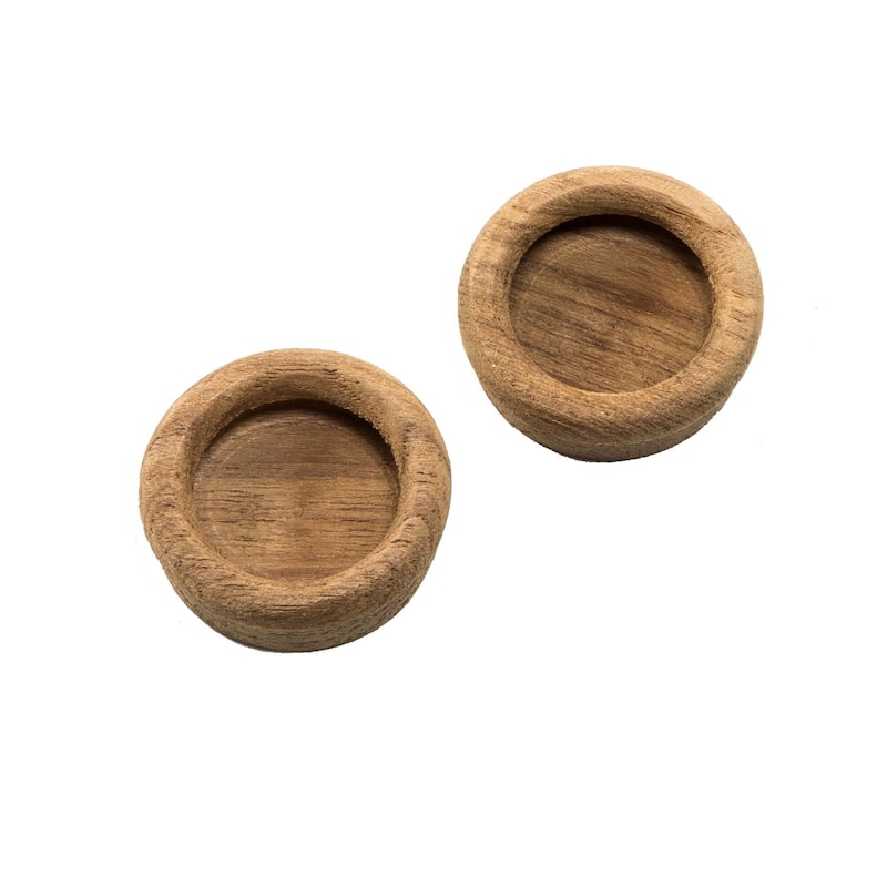 HomeRoots Set of Two Brown Wood Recessed Round Drawer Pull Knobs - 1.38 in. x 0.38 in. x 1.38 in.