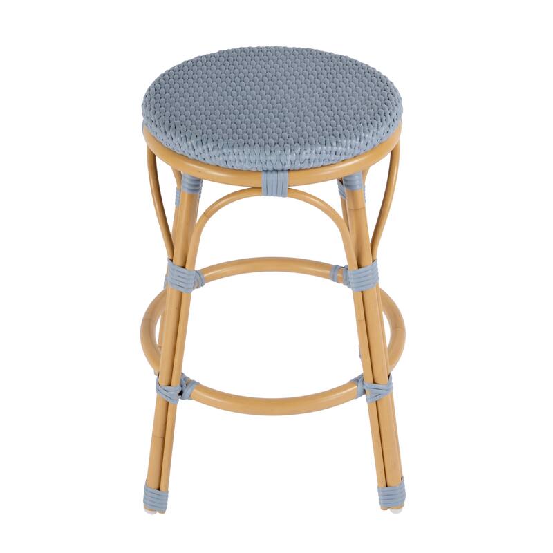 Tobias Outdoor Rattan and Metal Counter Stool