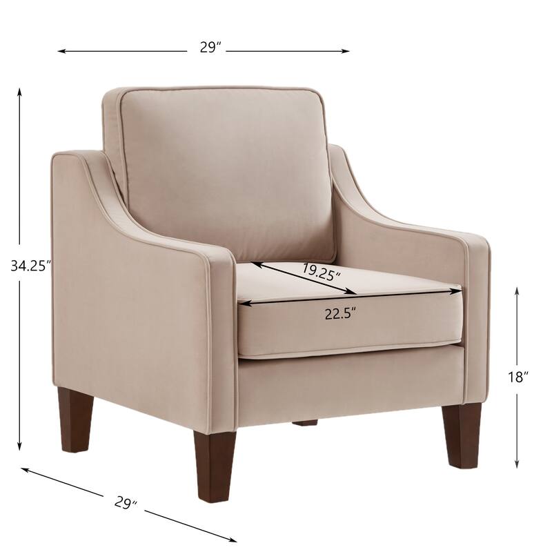 Armchair, Single Seat Sofa Chair with Wooden Legs, Velvet Accent Chair