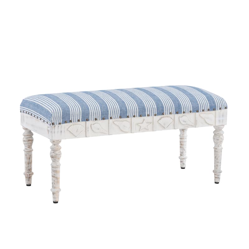 Barlow Upholstered Wood Seashell Entryway Bench