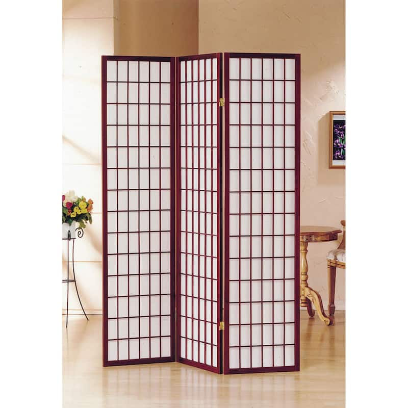 Multi Panel Natural Room Divider - 3 Panel - Cherry