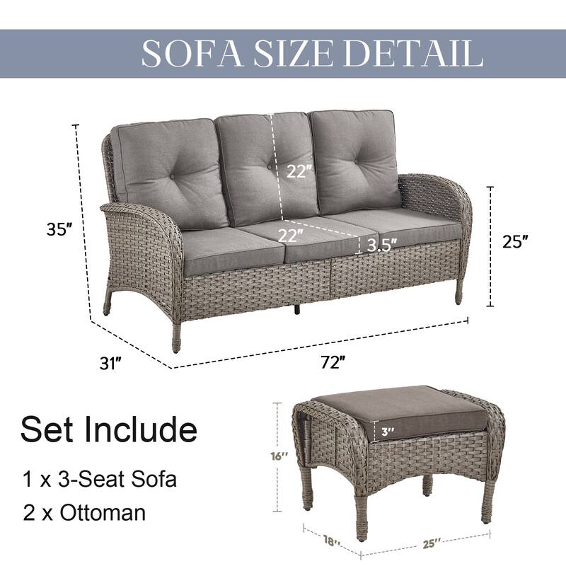 Pocassy Patio Outdoor Sofa Swivel Chairs with Ottman Table Set