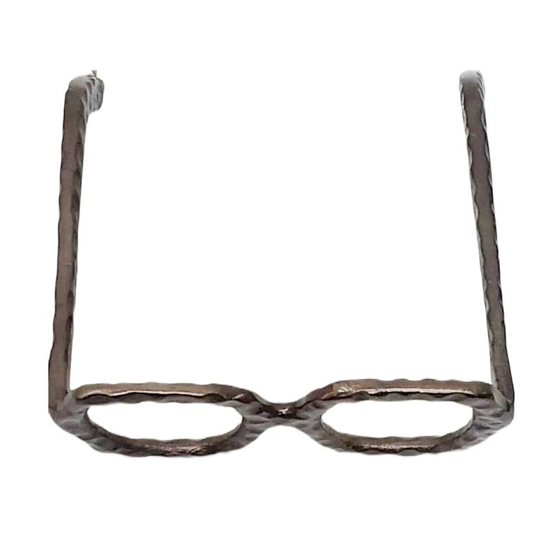 Metal Decorative Object Eyewear-Shaped Sculpture with Textured Design