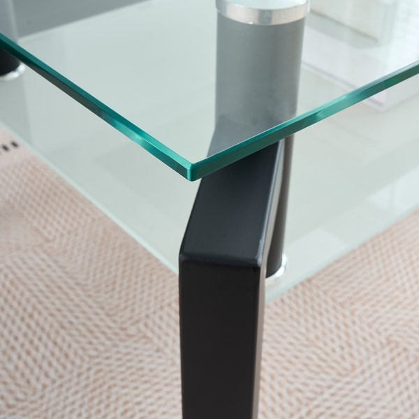 Rectangle Black Glass Coffee Table Clear Coffee Table Modern Side