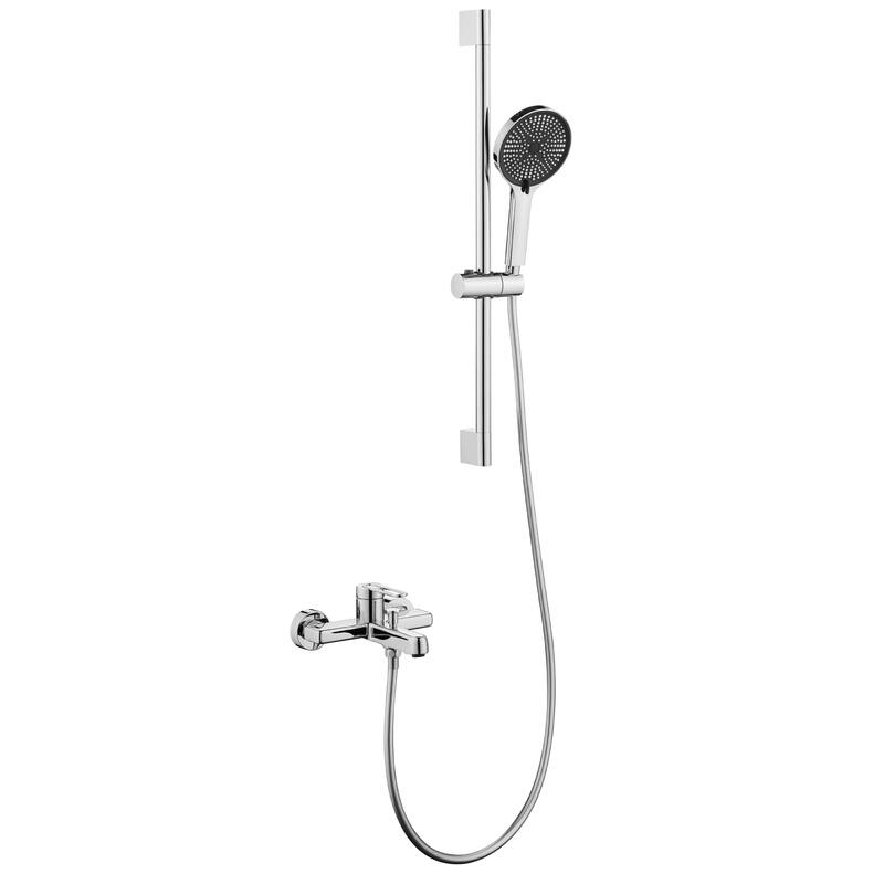 Modland Wall-Mounted Bathtub Faucet with 3-Function Hand Shower, 1.59GPM, Matte Black/Chrome, CUPC Certified
