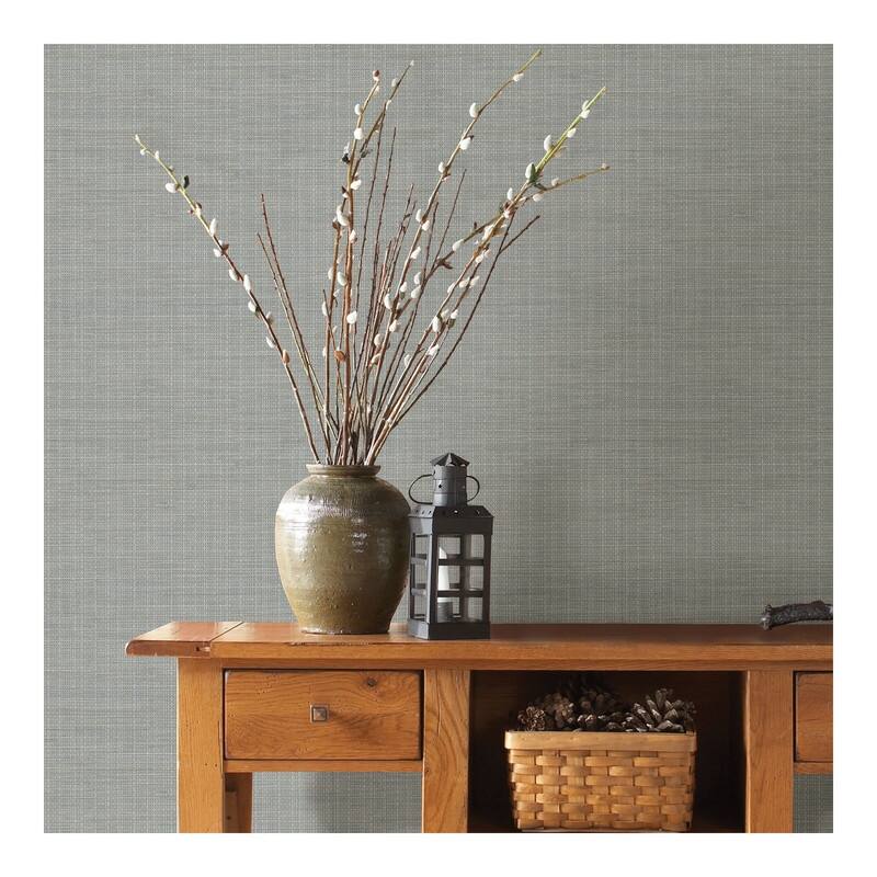 Chesapeake Kent Grey Grasscloth Wallpaper - 20.5 x 396 x 0.025
