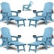 preview thumbnail 53 of 78, WINSOON All Weather HIPS Folding Adirondack Chair with Ottoman, 5-Gear Adjustable Backrest and Retractable Ottoman Set of 4 Blue x4