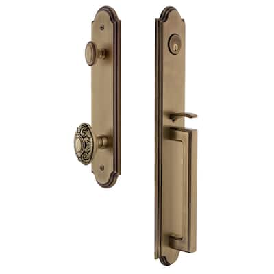 Grandeur Arc Solid Brass Rose Dummy Full Plate "D" Grip Handleset with