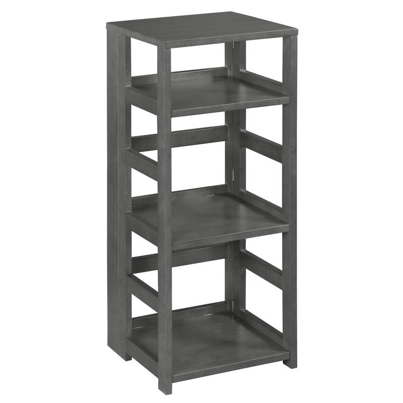 5-Shelf Corner Bookcase Cappuccino Finish Transitional Space-Saving Storage Organizer with Decorative Display