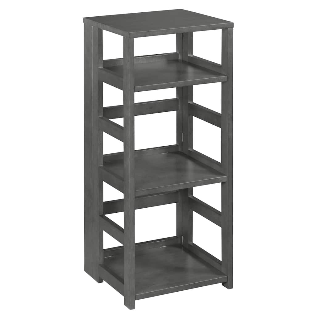 5-Shelf Corner Bookcase Cappuccino Finish Transitional Space-Saving Storage Organizer with Decorative Display