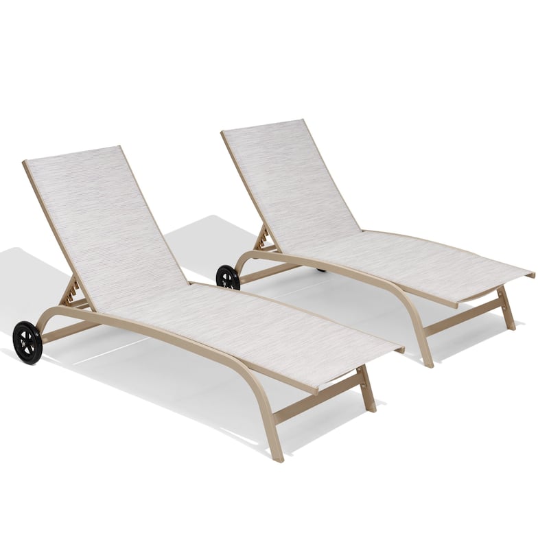 Crestlive Outdoor Adjustable Chaise Lounge Chairs with Wheels - See the Picture