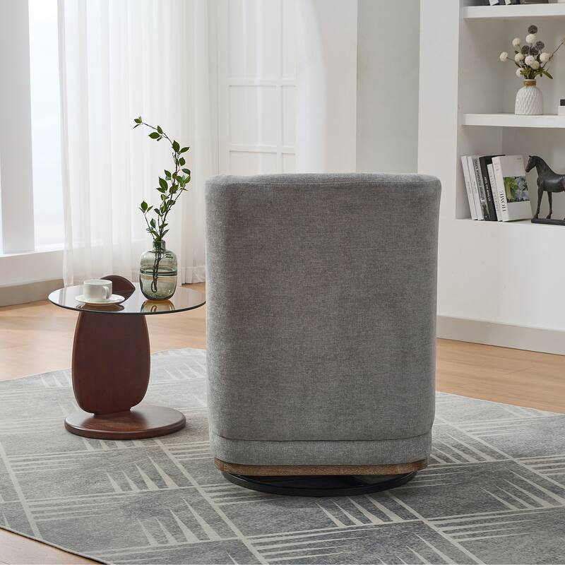 25.2 "Wide Modern Chenille Cushioned Armless Metal Base 360° Swivel Chair with Pillow, Lounge Area