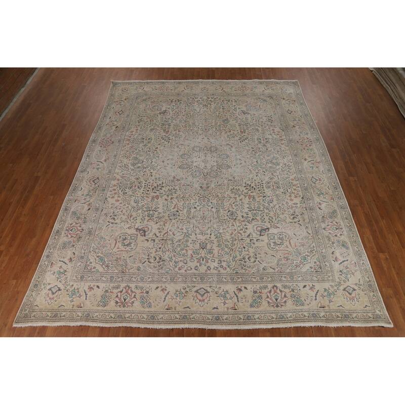 Floral Tabriz Persian Area Rug Hand-Knotted Wool Carpet - 9'10"x 12'6"