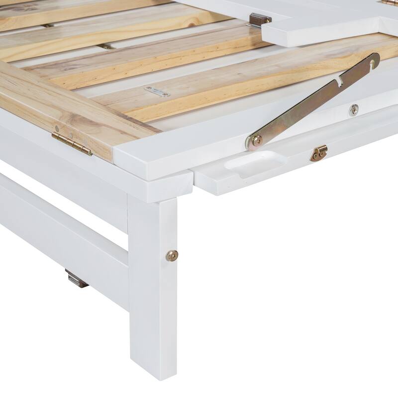 Queen Size Murphy Bed Wall Bed with Iron Legs, Modern Small Room Foldable Bed, Wooden Wall Bed Frame for Home Office