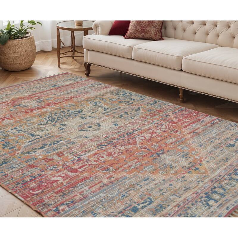 HomeRoots Oriental Transitional Rectangle Area Rug - 90.00 in. x 60.00 in.  x 0.20 in.