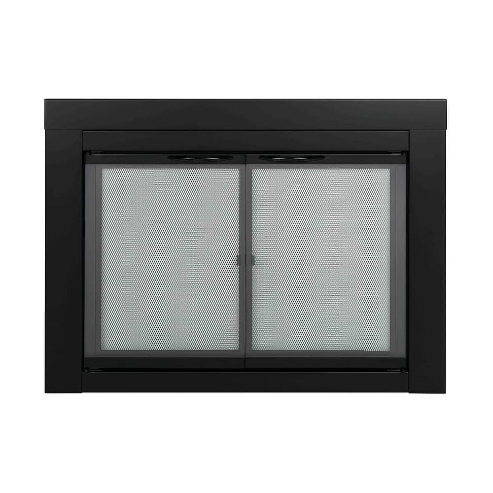 Pleasant Hearth Alpine Fireplace Glass Door Small Black
