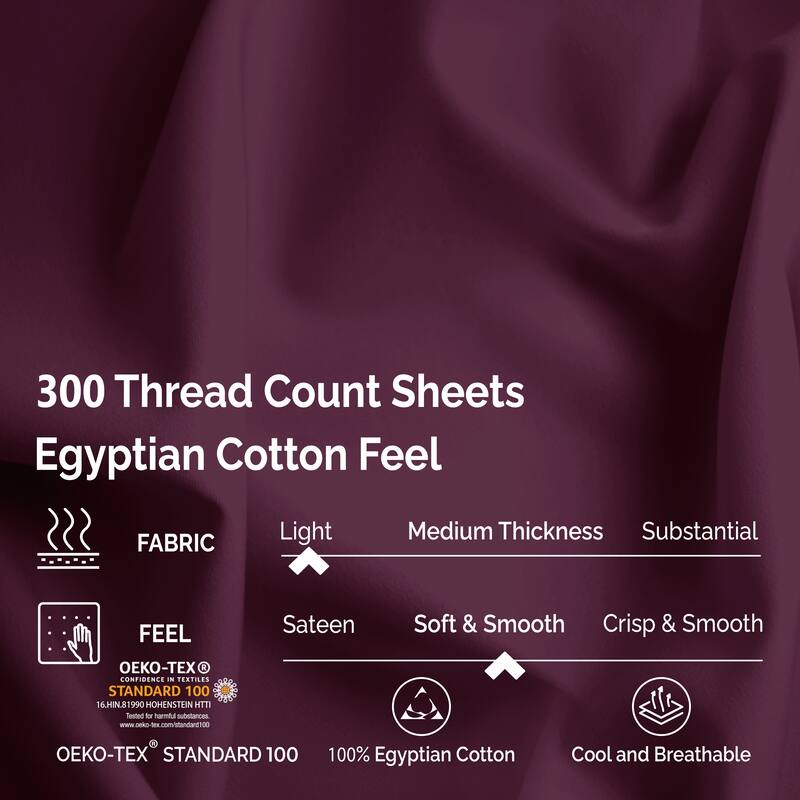 Egyptian Cotton 300 Thread Count Solid Bed Sheet Set by Superior
