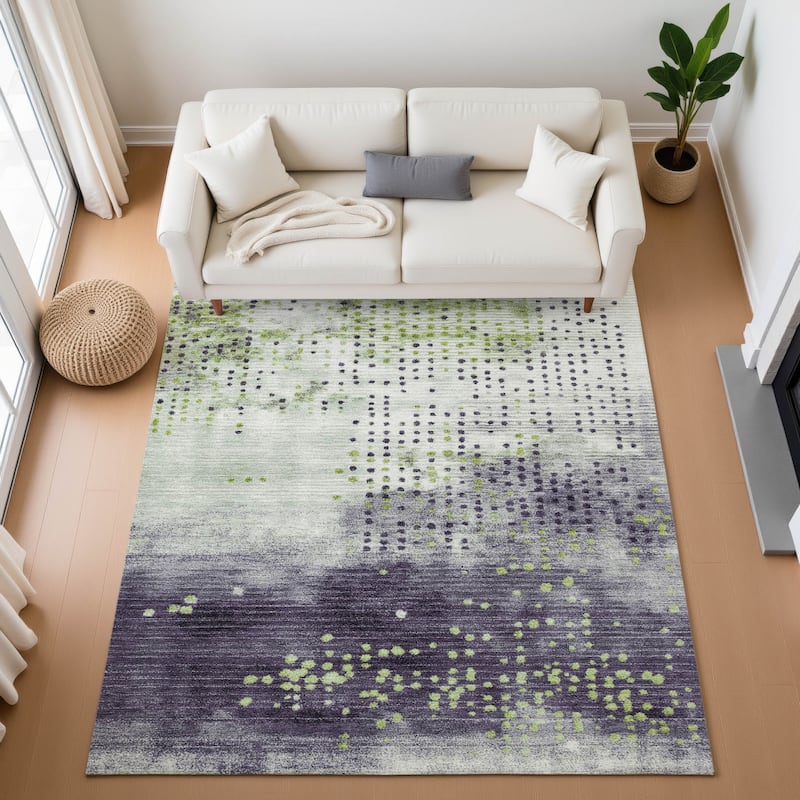 Premium Washable Super Soft Modern Contemporary Mayfield Rug - Aloe - 5' x 7'6"