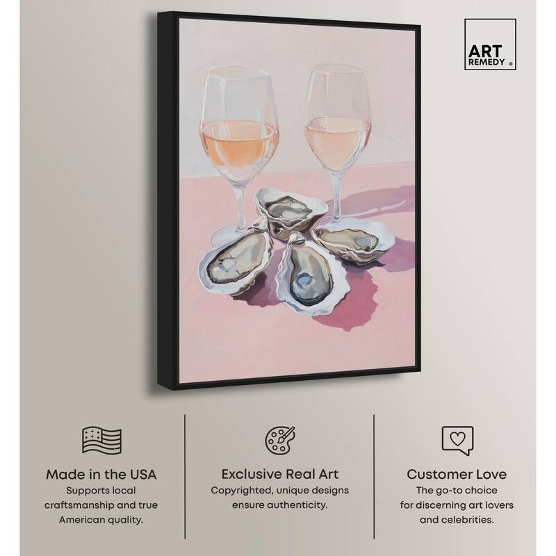 Oysters and Rose Wine Canvas by Art Remedy