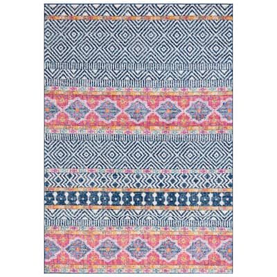 SAFAVIEH Madison Synnove Vintage Rug- - Navy/Ivory - 5' 3" x 7' 6"