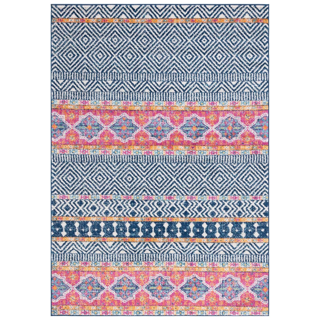 SAFAVIEH Madison Synnove Vintage Rug- - Navy/Ivory - 5' 3" x 7' 6"