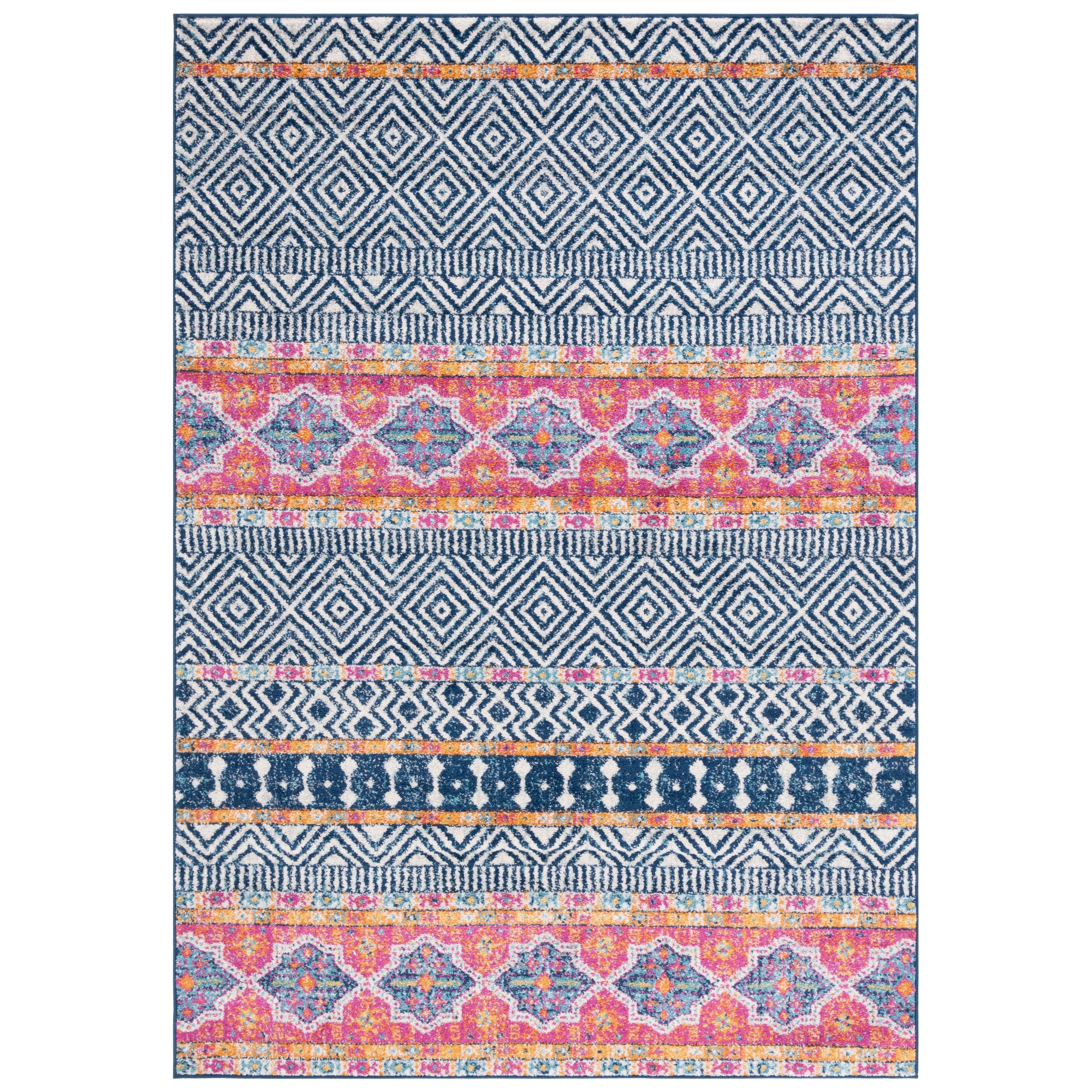 SAFAVIEH Madison Synnove Vintage Rug- - Navy/Ivory - 5'3" x 7'6"