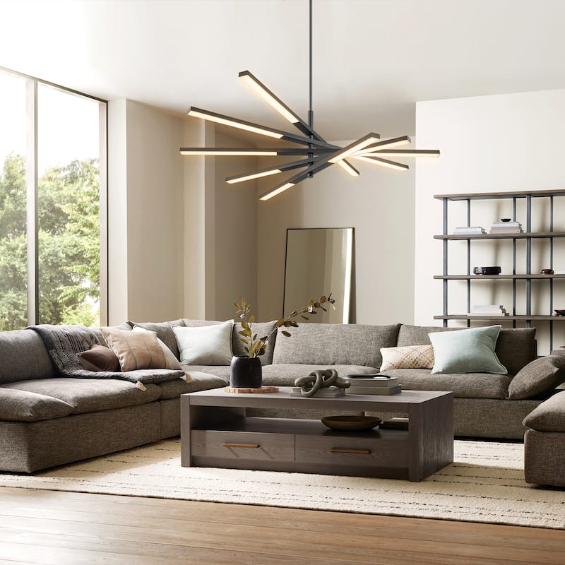 Modern Tiered Linear Sputnik Chandelier Warm Light 3000K Integrated LED Chandelier