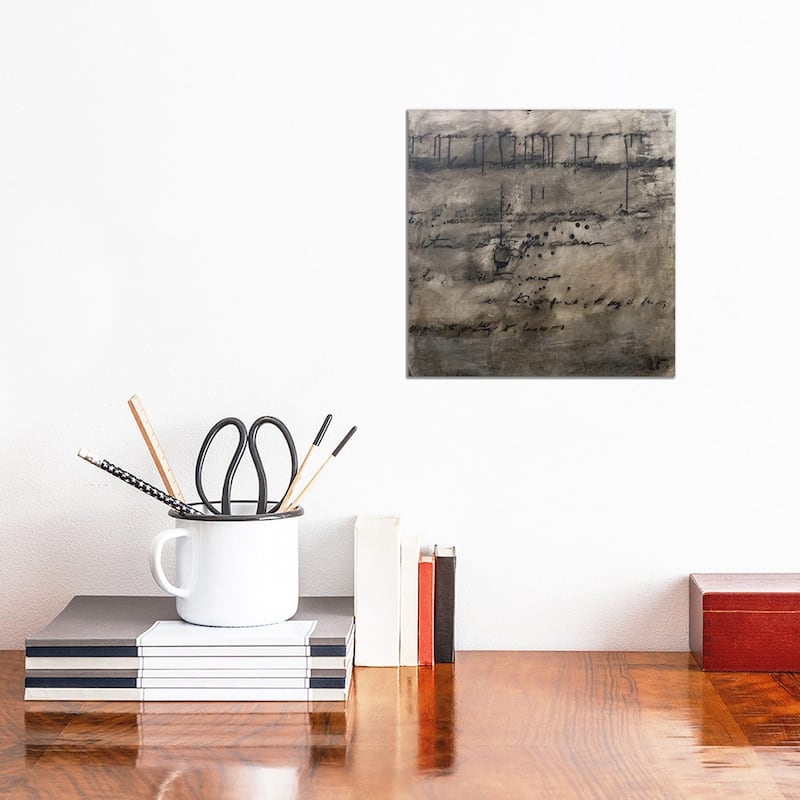 iCanvas "The Writing Is In The Air - Original Black I" by Deb Chaney Canvas Print - 12x12x0.75