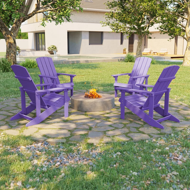 Bonosuki Weather-resistant Wood Outdoor Adirondack Chairs-Set of 4