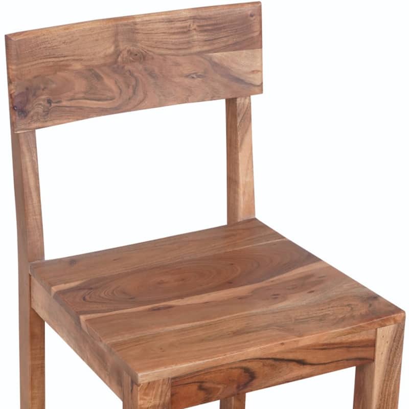 Brown Solid Wood Bar Height Chair with Full Back and Footrest