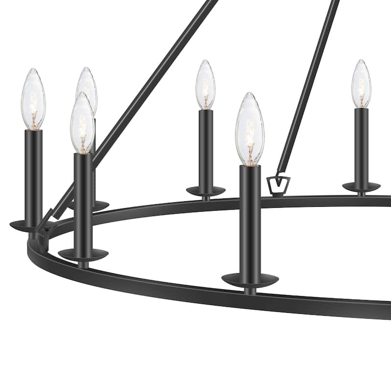 KAWOTI 12 - Light Dimmable Wagon Wheel Chandelier