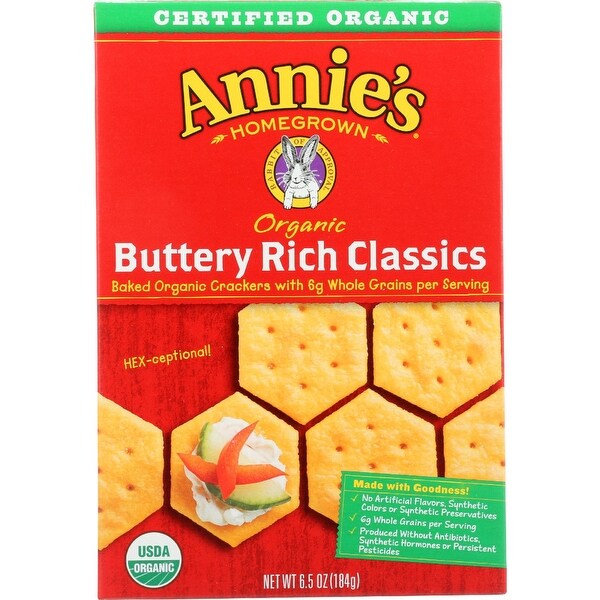 Annies Homegrown Crackers - Organic - Buttery Rich Classic - 6.5 oz - case of 12