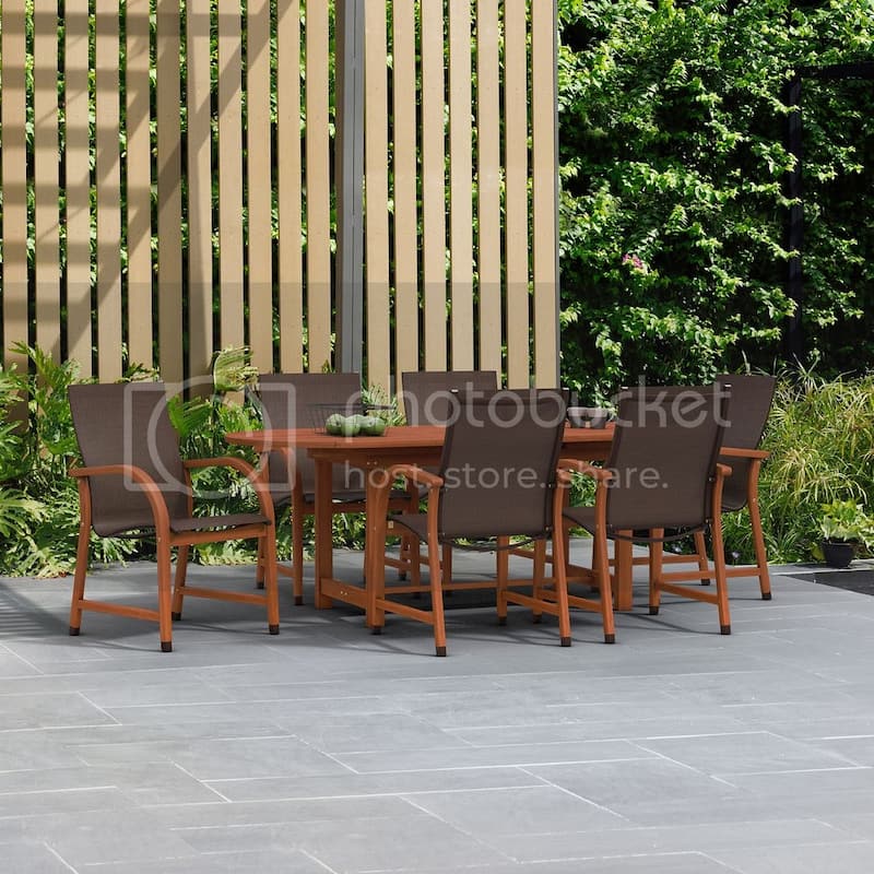 Amazonia Miller 7 piece FSC Certified Wood Outdoor Patio Dinig Set - 7 Piece - Brown Chairs