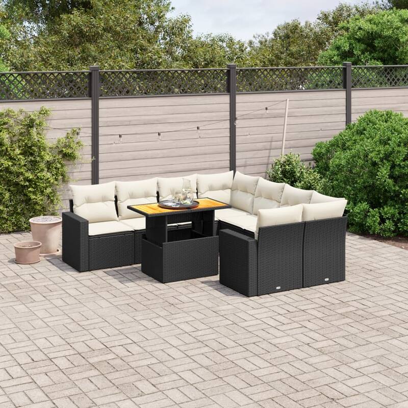 vidaXL Garden Sofa Set Black, Cream White - 21.7 x 39.4 x 28.7
