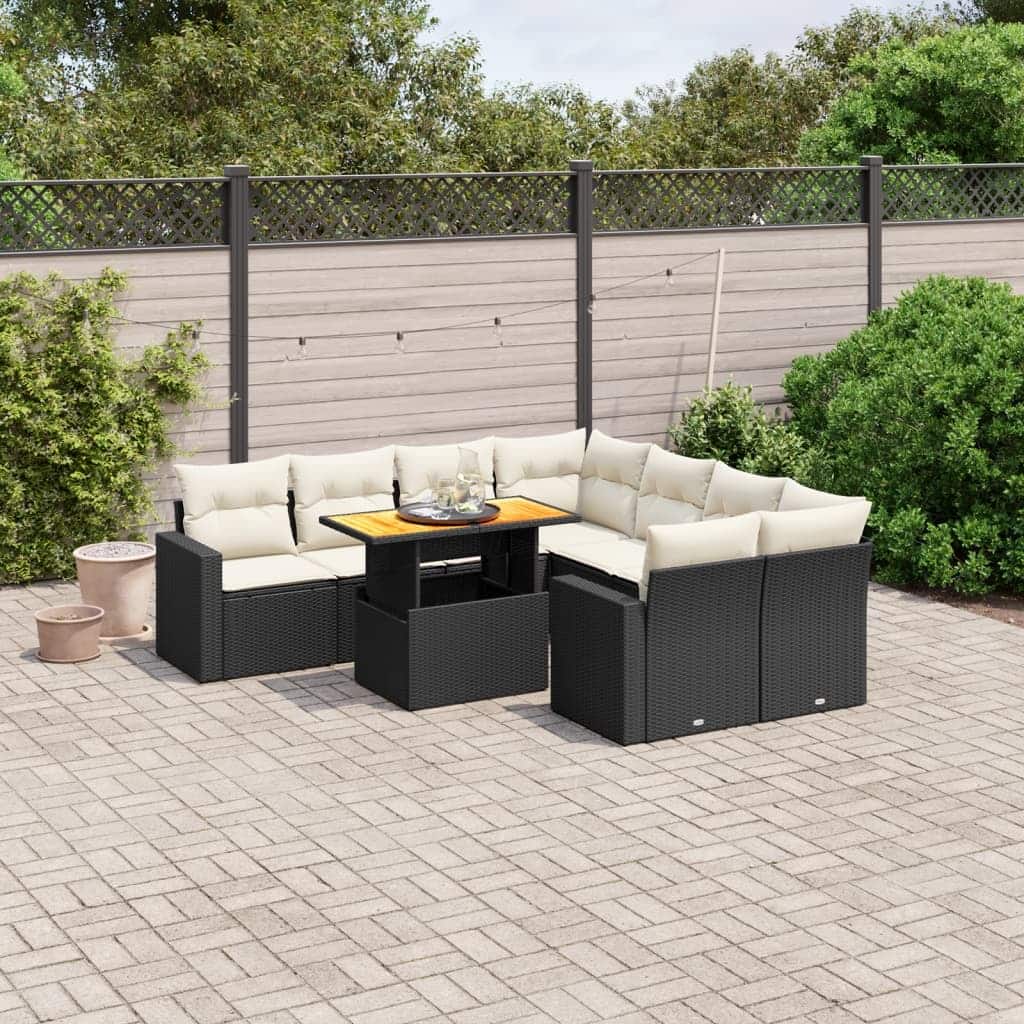 vidaXL Garden Sofa Set Black, Cream White - 21.7 x 39.4 x 28.7