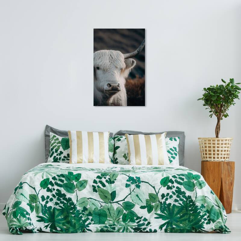 Wynwood Studio Canvas Animals White Highland Cow White and Cream White Rustic Wall Art Canvas Print - White, Gray - 36 x 24