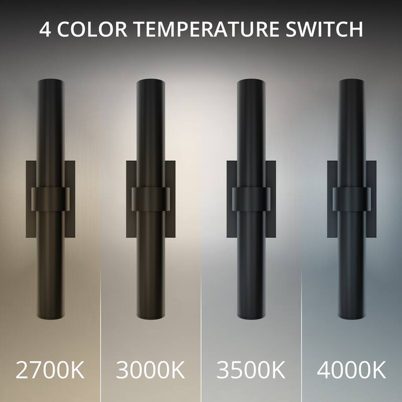 Quincy 20in LED Outdoor Wall Light Selectable CCT 2700-3000-3500-4000K set to 2700K in Black