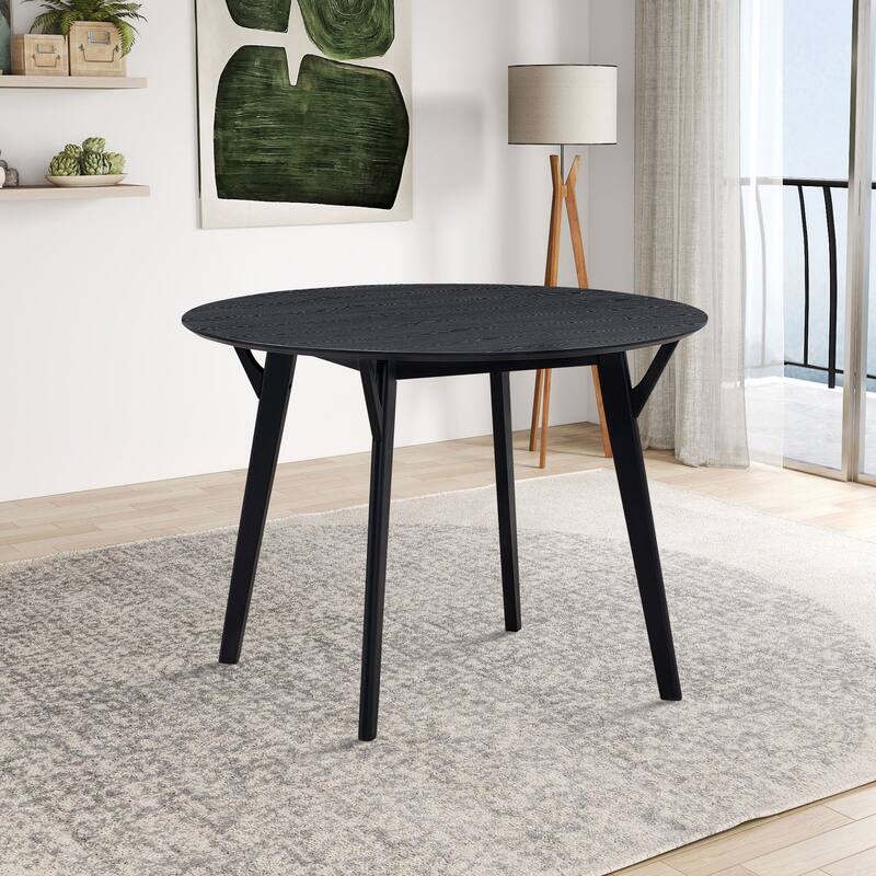 42.01" Modern Round Dining Table, Wooden Table Seats 4, Suitable for Apartment, Living Room, Dining Room, and Patio - Black