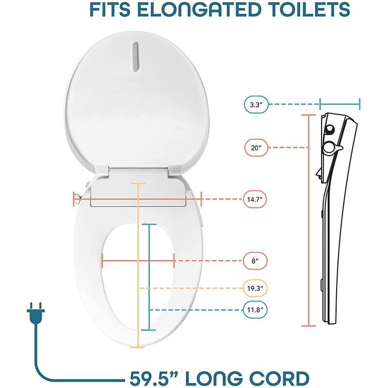 BidetMate 700 Series Electronic Smart Toilet Seat w/Dryer - White - Fits Elongated Toilets