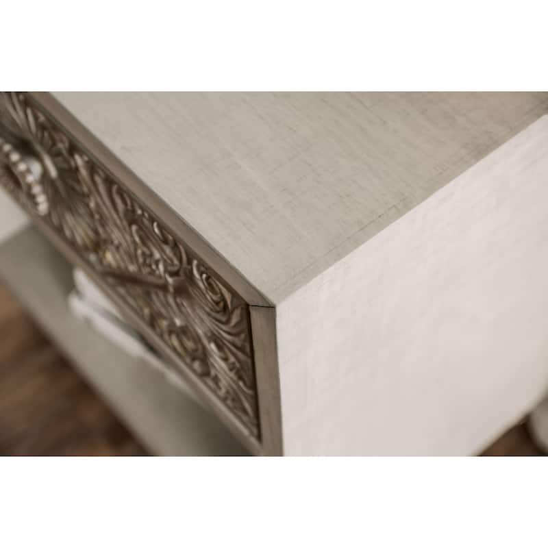 Cadogen Farmhouse Antique White Wood 1-Drawer Nightstand with USB by The Curated Nomad