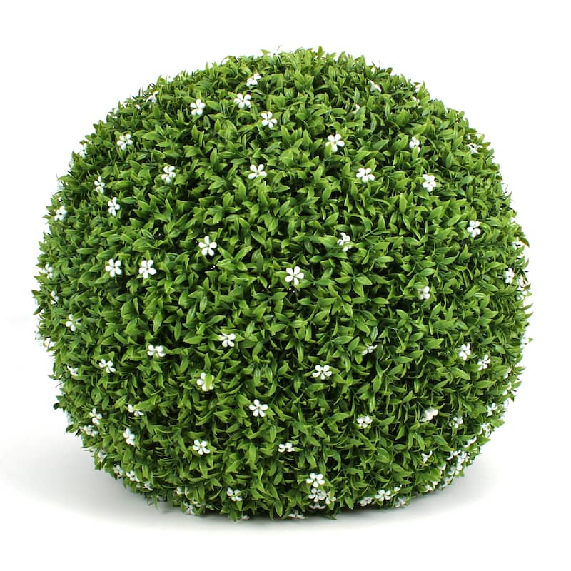 White Flower Grass Topiary Ball - Extra Large 4 Pack - Whte Flower Grass