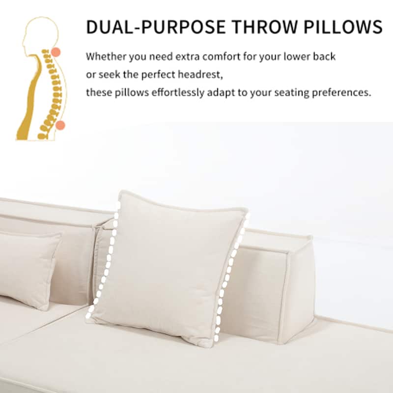 L-Shaped Modular Sofa Set,Modern Minimalist Design, Italian Style, Beige Polyester Fabric,Right Facing