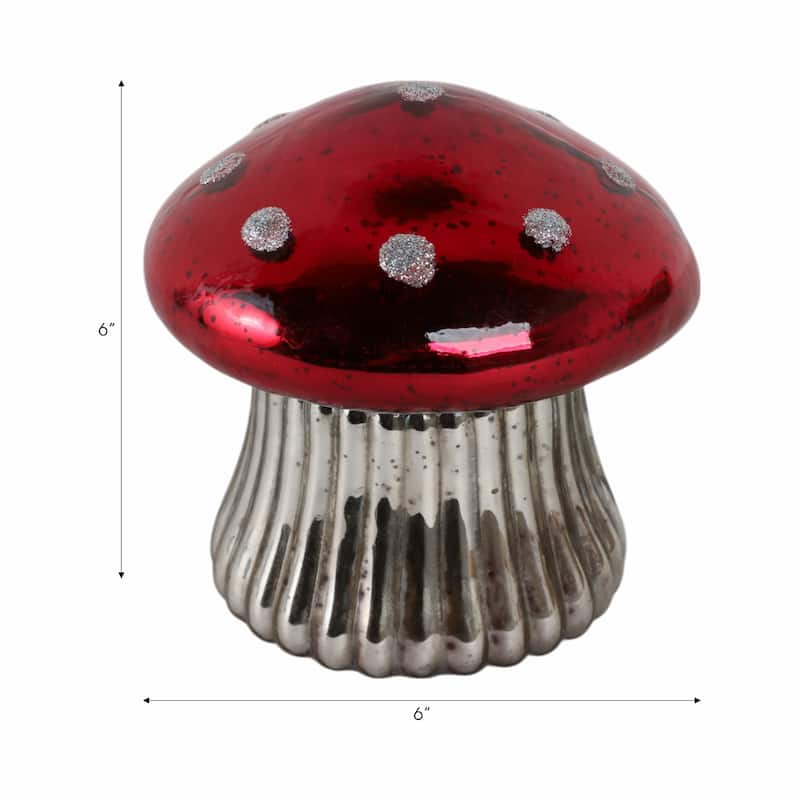 Glass Mushroom Candle Jar with Lid Boho Glam Wax Soy Accent Decor - 6" x 6" x 6"